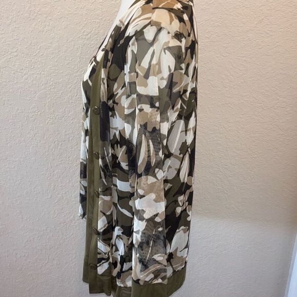 Chicos Camo Floral Cardigan Sweater & tank shell top shirt Set Sz M - Picture 5 of 11